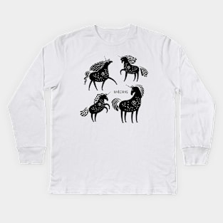 Unicorn Black Silhouettes Kids Long Sleeve T-Shirt